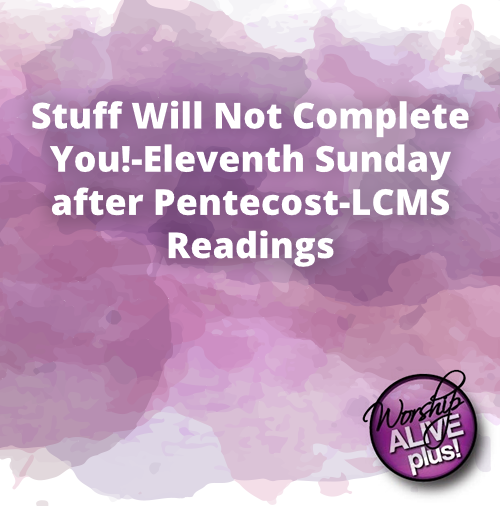 Stuff Will Not Complete You Eleventh Sunday after Pentecost LCMS Readings